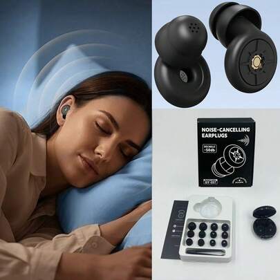 1 Set de nuevos tapones para los oídos con cancelación de ruido (estuche de almacenamiento elegante + 6 puntas de repuesto + 1 par de tapones de espuma de memoria + 1 pinza), adecuado para dormir, ronquidos, viajes, conciertos, deportes de tiro y herramientas eléctricas. Lavable y reutilizable, excelente reducción de ruido, regalo de alta gama para amigos y familiares