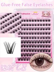 120片自粘假睫毛簇，混合长度蓬松套装，无需胶水，蓬松单根假睫毛，自粘式DIY睫毛嫁接，预涂胶睫毛簇，自然纤长C型卷翘睫毛簇，无需胶水或卸妆产品，假睫毛，睫毛簇，单根假睫毛，睫毛，假睫毛 - C - 查看 6