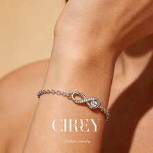 CIREY 1 chiếc vòng tay tình yêu vô cực đính đá tháng 12, vòng tay hình trái tim mạ zirconia, kiểu dáng sang trọng, thích hợp làm quà tặng ngày lễ. - Vàng trắng, đá sinh tháng - Xem 5