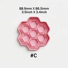 1/4 Set, Cute Bee Honeycomb Cookie Cutter With Stamp (3.3-3.5 Inches) - Adorable Baking Tool For Decorating Cookies, Cupcakes And Party Desserts, 1 Set (1 Frame + 1 Stamp) - Pink - View 10