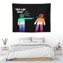One Piece Of Lesbian Pride Flag Tapestry Featuring A Pink To Purple Ombre Design, Perfect For LGBTQ Wall Decor. It Requires And Is Made From Soft Peach And Light Beige Fabric, Suitable For Dorms, Living Rooms - 1PC - Xem 6