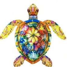 1 bức tranh treo tường hình rùa biển bằng kim loại với họa tiết hoa rực rỡ, hình rùa 2D phẳng, thiết kế hoa nhiều màu sắc, hoàn hảo để trang trí sân vườn, phòng ngủ, nhà cửa, ngoài trời, trang trí tường, quà tặng ngày lễ lý tưởng, đồ trang trí hình rùa. - Nhiều màu - Xem 3