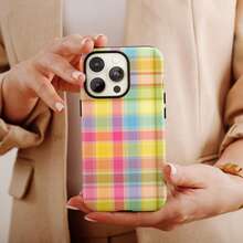 Funda de teléfono con patrón de tablero de ajedrez colorido, compatible con iPhone 16 Pro Max, 15 Pro, 14 Plus, 13 Pro Max, 12, 11 - Multicolor - Ver 2