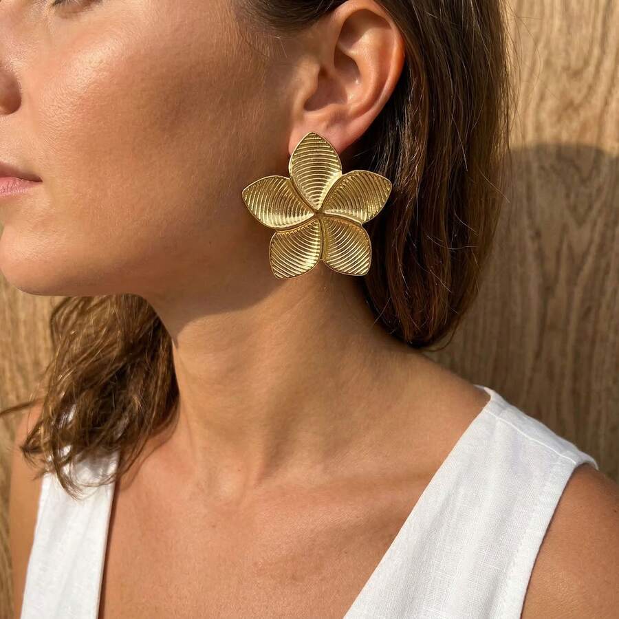 Gold Sunflower Earrings, Accessories, Holiday Gift - Gold - View 1