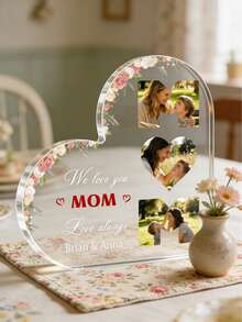 Customized Heart-Shaped Acrylic Decorative Item, Can Customize Photo Decorations To Capture Precious Moments With Parents, Personalized Decorative Item For Parents, Memorial Plaque For Mother's Day And Father's Day - Multicolor - View 5