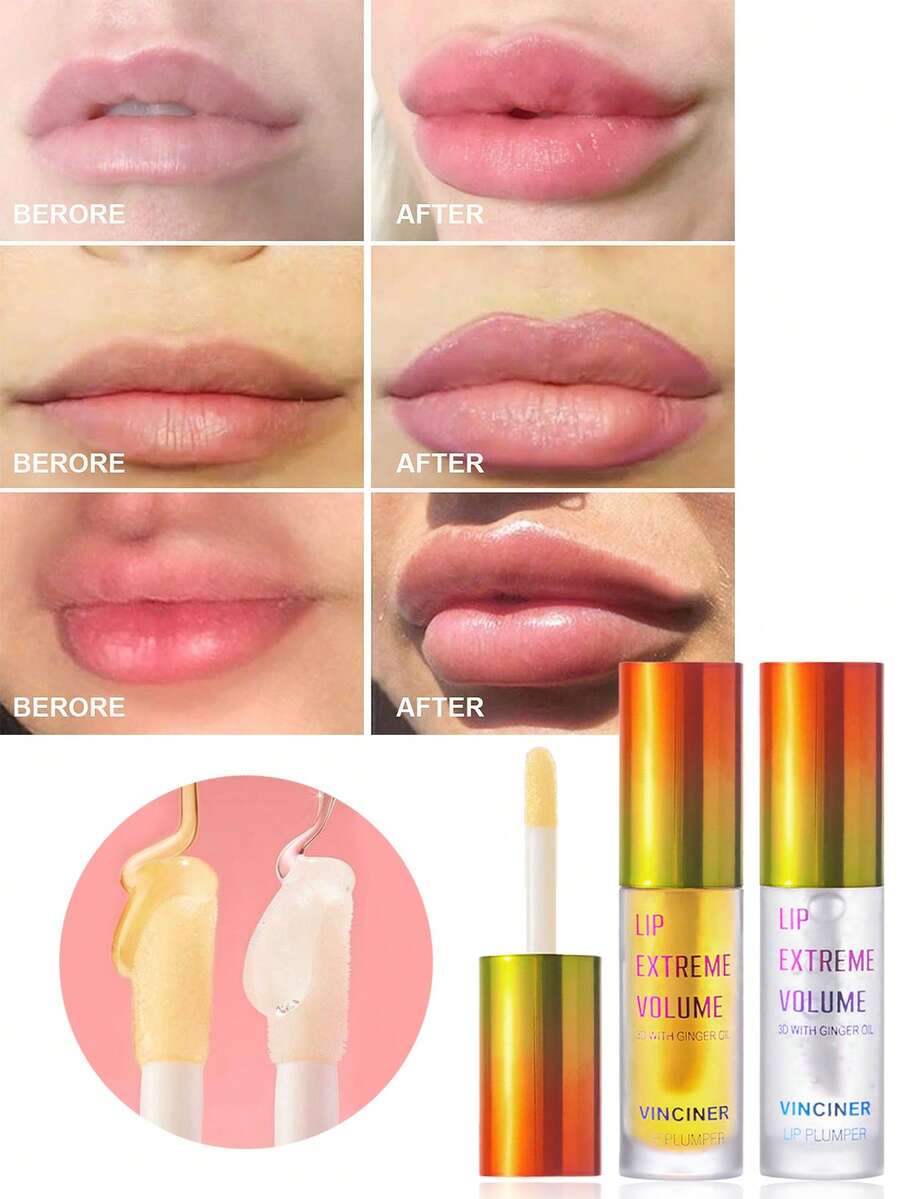 日夜丰唇护理油套装，持久滋润，光泽亮丽，富含生姜薄荷丰唇精华，即刻丰盈双唇，超级滋养保湿修护唇油，丰盈滋养唇部护理油 - Honey - 查看 1