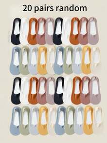 1/5/6/9/10/15/20/21双装薄款防滑透气丝滑隐形内衬袜，随机发货 - 彩色 - 查看 11