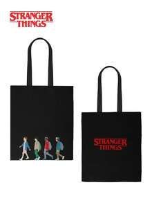 Netflix 1PC Stranger Things Officially Licensed Handbag Retro Style Shoulder Tote Bag Cartoon Character Crossbody Purse Featuring Max Eleven Demogorgon Sturdy Material For Casual Wear And Collection Perfect Gift For Fans - Multicolor - View 5