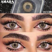 AMARA 1 Pair Of , Brown Eye Makeup , 14.5mm, Annual Throw Style, Blue Fashion Softlenses - ZURICH-bROWN - View 1