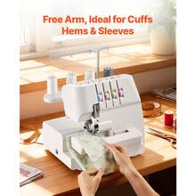 Serger Overlock Sewing Machine, 1250 Stitches Per Minute, 2-3-4 Thread Capability, 0.7-2 Adjustable Differential Feed, With Free Arm And LED Light, Sewing Machine For Various Fabrics, White - Xem 5