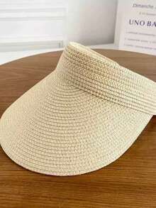 Women's Sun Hat, Beach Hat, Raffia Sun Hat, Wide Brim Straw Ponytail Hat, Foldable, Gift - Multicolor - View 5