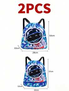 1/2 Pcs Adorable Cartoon Design Waterproof Dry Wet Separated Swim Backpack Large Capacity Lightweight Beach Travel Bag Portable Sports Storage Backpack - Multicolor - View 14