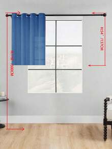 1 buah Tirai Tipis, Melembutkan Pencahayaan, Berlubang, Bagian Atas dengan Lubang Pengait, Semi-Transparan, Dapur, Cocok Untuk Rumah Atau Kantor, Kamar Tidur, Balkon, Ruang Tamu, Warna Polos, Produk Baru, Minimalis, Rustik - Biru - View 45