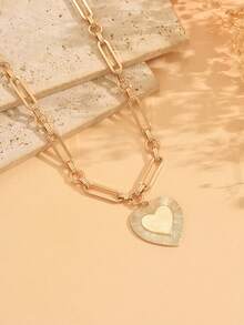 1 chiếc dây chuyền mặt hình trái tim sang trọng, dây chuyền choker mạ vàng thời trang, đa năng, tinh tế, phù hợp để đeo hàng ngày, hẹn hò, chụp ảnh, dự tiệc. Chiều dài dây có thể tùy chỉnh, cũng thích hợp làm quà tặng Ngày của Mẹ. - Vàng - Xem 3