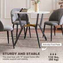 HOMCOM 35" Round Dining Table For 2, Modern Kitchen Table With Steel Frame For Living Room, Dining Room, White Marble - White - View 4