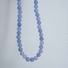1pc Natural Aquamarine Stone Beaded Necklace, Handmade Jewelry, Minimalist Design, Fashionable & Versatile Choker For Women - Aquamarine - View 18