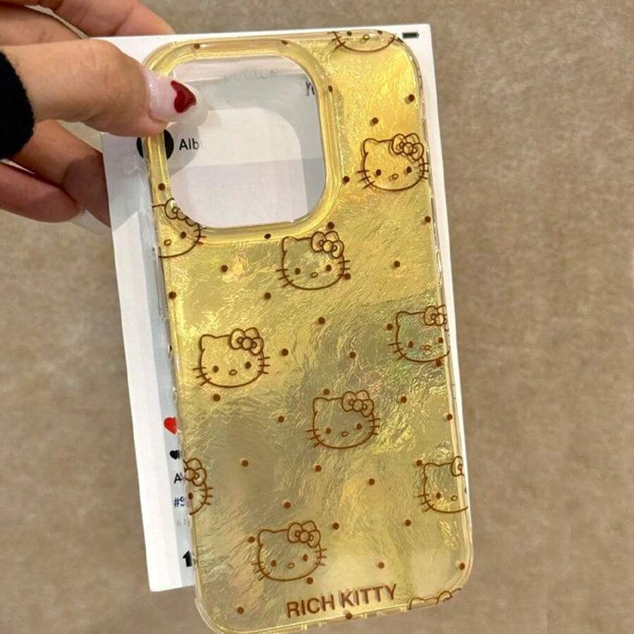 SANRIO 1个全新闪亮波点Hello Kitty冰川图案手机壳，时尚百搭，适用于iPhone 11/12/12 Pro、13/14/15、13 Pro/14 Pro/15 Pro、12 Pro Max/13 Pro Max/14 Pro Max/15 Pro Max、16、16 Pro、16 Pro Max、17、17 Pro、17 Pro Max，卡通少女设计，IMD防震 - 彩色 - 查看 1