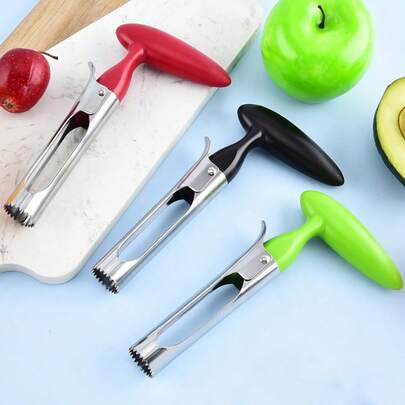 Stainless Steel Fruit Core Remover With Plastic Handle, Apple Corer, Fruit Seed Separator ,Apple Corer, Apple Corer Tool, Premium Stainless Steel Core Remover Tool With Ergonomic Non-Slip Handle, Sharp Serrated Blade For Easy Core Removal, For Apples, Pears And Bell Peppers(Black,Green,Red)