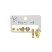 3对/套 优雅锆石耳环套装，包含圆形珠子耳环和心形耳环，适合日常、节日、派对等场合佩戴，是理想的珠宝礼物之选。 - 鋯石耳飾套裝 - 查看 6