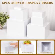 五面亚克力食品展示架 - 中空底座，适用于早餐、自助餐、婚礼、派对等场合 - 白色 - 查看 10