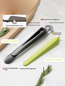 1pc Multifunctional Folding Stainless Steel Orange Peeler, For Peeling Oranges, Dragonfruit, Tangerines, Pomegranates - Multicolor - View 5