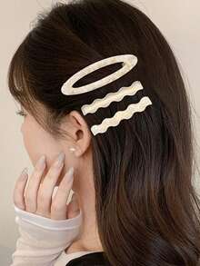 3 chiếc kẹp tóc BB hình oval thanh lịch kiểu Pháp, kẹp tóc liền khối lượn sóng, kẹp tóc dễ thương cho bé gái, phù hợp cho sử dụng hàng ngày và các dịp lễ, quà tặng ngày lễ cho phái nữ. - Nhiều màu - Xem 4