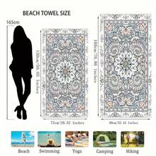 1pc Ultra-Fine Fiber Bohemian Style Floral Pattern Beach Towel, Quick Drying Super Soft Fiber, Strong Wrap Design, Suitable For Beach And Pool Use - 1 - View 4