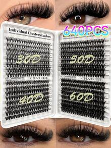 640/624/60 Cluster False Eyelashes, Personal Eyelash Book, High Capacity False Eyelashes, 9-16mm Mixed Length Eyelash Set, Beginner DIY Home Eyelash Extension Kit, Eyelash Cluster, Personal False Eyelashes, Suitable For Daily Commute, Dates, Music Festivals, Enlarges Eyes - D - View 9