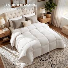 Yundo Comfortable Down Alternative Quilt - Quilted Comforter Queen Size, All-Season Blanket, Soft And Gentle Down Alternative Bedding, With 8 Corner Straps, Suitable As Gift For Men And Women,  White, Queen Size 88 X 88 Inches - 2026 New Arrival - Chăn chần bông kẻ ô trắng - Xem 5