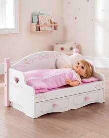 Robotime Robud 2-In-1 Wooden Doll Bunk Bed & Sofa Set With Bedding – Convertible Baby Doll Crib Furniture, Pink Kids Pretend Play Toy Gift - Pink - View 3