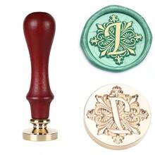 1 con dấu sáp Iris Series, có các chữ cái từ A đến Z, con dấu đơn kèm cán gỗ hồng mộc, kiểu dáng cổ điển, dùng cho quà tặng thủ công, niêm phong phong bì, thiệp chúc mừng ngày lễ, thiệp mời đính hôn/cưới, gói quà, không bao gồm sáp. - Bộ thư Iris - Xem 23