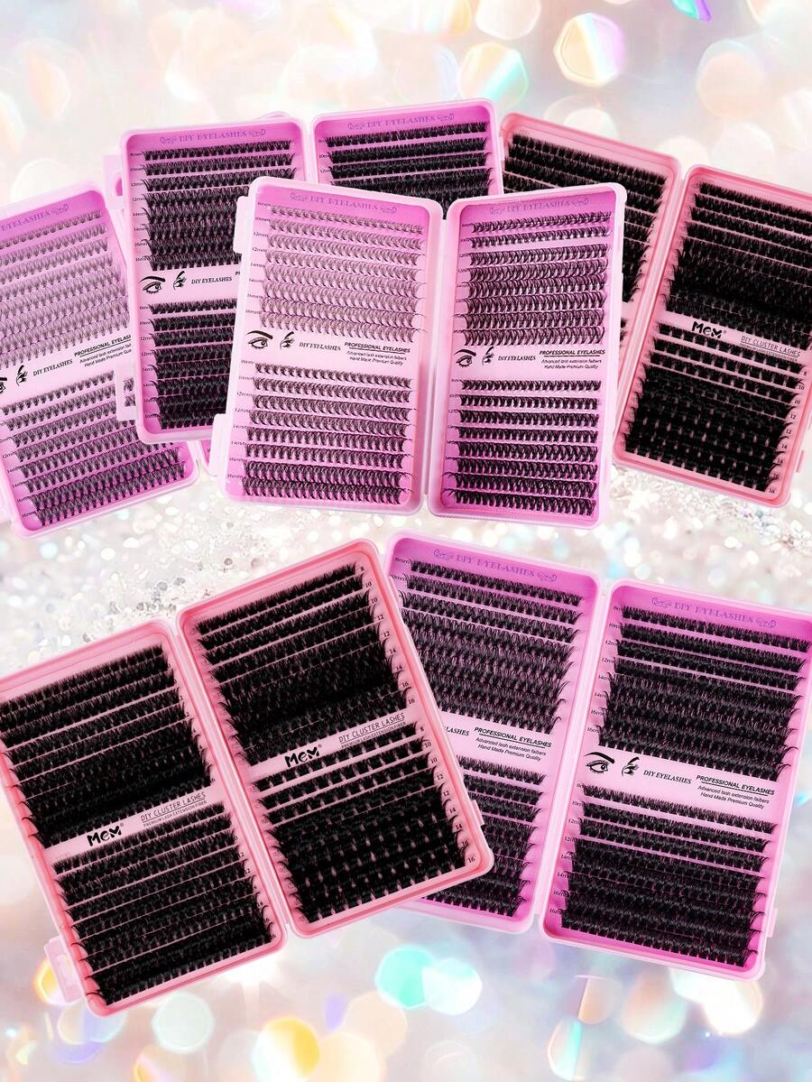 640/621pcs Eyelash Extension Kit, D Curl 10D+20D+30D+40D/50D+60D+80D+100D/80D+100D+120D+150D DIY Eyelash Extension Synthetic Mink Lashes - Premium D Curl Natural Curl Individual Lash Extension DIY - Reusable, Lightweight And Easy To Apply