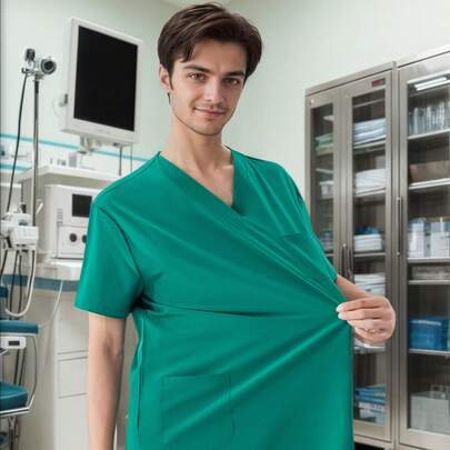 Stretchy Quick-Dry V-Neck Short Sleeve Nurse Uniform Set - Front Pocket Breathable Work Shirt, Healthcare Professional Accessories, Employee Uniform, Casual Nurse Outfit, Comfortable Nurse Dress, Hospital, Dental, Maternity Center