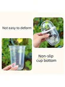 Hydroponic Planter Pot - Plastic Transparent Cylinder Shaped Hydroponics Planting Kit, High Transparency Closed Cultivation Water Cup, Transparent To Observe Root Growth, Small Holes Design For Ventilation - A - View 5