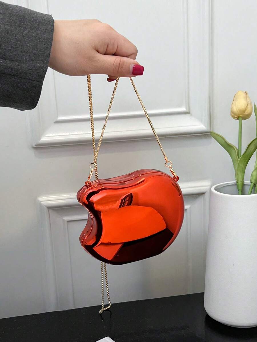 Mini Personalized Solid Color Acrylic New Cute Girl Lipstick Bag, Chain Shoulder Bag For Evening Party - Red - View 1