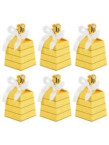 10 PIEZAS Cajas de regalo de papel con diseño de abeja, cajas de regalo con forma de panal con cinta anudada, pequeñas cajas de regalo lindas para recuerdos de fiestas, bodas y cumpleaños - Ver 2