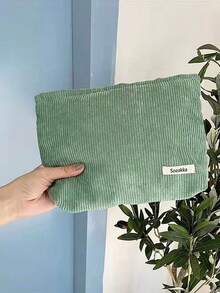 Túi đựng mỹ phẩm màu trơn bằng vải nhung kẻ, dung tích lớn, đa chức năng, đựng son môi, phấn mắt, mỹ phẩm trang điểm, thích hợp cho đi làm, thể thao, hoạt động ngoài trời, mua sắm, quà tặng ngày Valentine, Giáng sinh, Ngày của Mẹ. - Nhiều màu - Xem 6