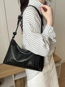 时尚简约新月形包，多功能斜挎单肩包，适合购物、装钱包、休闲出行，尤其适合年轻女性、大学生、职场新人、白领人士。也非常适合办公室、大学、工作、商务、通勤、户外活动、旅行和郊游等场合。 - 黑色 - 查看 3