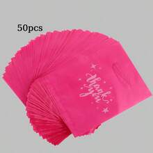 50个装感谢礼品袋，婚礼派对生日礼品袋，珠宝化妆品包装袋，可重复使用手提袋 - 玫紅色 - 查看 8
