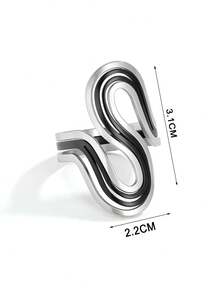 Set de 3 anillos de mujer con diseño geométrico exagerado en forma de S, anillos populares de moda - geometría - Ver 3