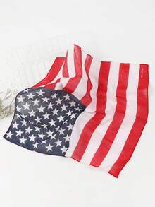 1 pieza Pañuelo tipo bandana con estampado de bandera americana en estilo Y2K, unisex y casual, adecuado para vacaciones, uso diario y fiestas - Multicolor - Ver 10