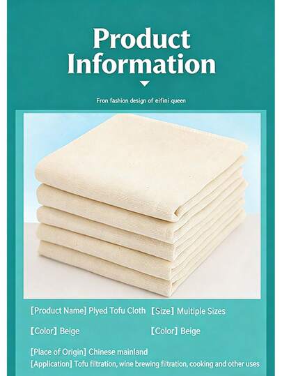 1pc Reusable Cotton Cheesecloth, Unbleached Muslin Suitable For Tofu Pressing, Cheese Making, Food Filtering And Cooking