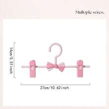 Adjustable Kids & Adults Pants Hangers With Clips, Cute Bowknot Skirt Hangers, Non-Slip Clothes Drying Rack For Home Use - Pink - View 4