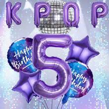 Bộ 10 bóng bay chủ đề KPOP, bóng bay số màu tím 32 inch, kết hợp với bóng bay sinh nhật màu tím và bóng bay hình ngôi sao. Lý tưởng cho trang trí tiệc sinh nhật sôi động và tạo không khí buổi hòa nhạc, trang trí tiệc và các sự kiện theo chủ đề âm nhạc (Màu sắc có thể khác nhau do ánh sáng). - Bộ 10 món màu tím số - Xem 19
