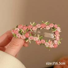 【新作】春夏 ハートヘアピン サイド用 ピンク 刺繍フラワー 前髪留め キュート フェミニン - 3# フローラルレースハート 6cm - BBクリップ - チェックする 8