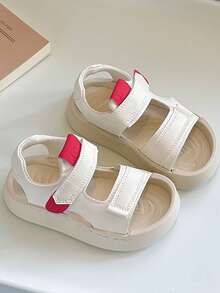 1双儿童魔术贴凉鞋，新款夏季软底防滑幼儿休闲运动鞋，多功能沙滩鞋 - 米色 - 查看 3