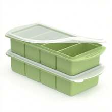 Silicone Freezer Trays With Lid, Food Storage Containers With Lids, Large Tray Soup, Sauce & Leftovers, 1 Cup Meal Prep Containers With Easy Release, Freezer Storage, Oven & Dishwasher Friendly, 2-Pack - Avocado Green - View 6