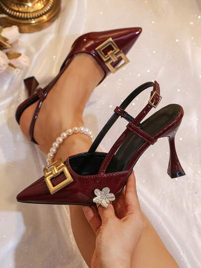 2026 Neue spitze Zehenriemchen-High-Heel-Sandalen, rückenfreie Stilettos für Frauen, geeignet für Pendeln, Büro, Party