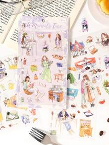1 Sheet Funny Time Collection Series Character Pattern Stickers, Scrapbooking Material DIY Stickers For Children Funny Stickers Kindle Scrapbook Supplies Laptop Sticker - Multicolor - View 3