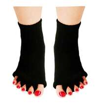 Women Toe Separator Socks Toeless Foot Alignment Socks For Yoga GYM Massage Pain Relief Improves Circulation Stretchy - Black - View 1